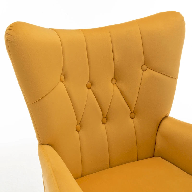 Fauteuil d'appoint rembourré à oreilles style milieu du siècle