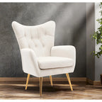 Fauteuil d'appoint rembourré à oreilles style milieu du siècle