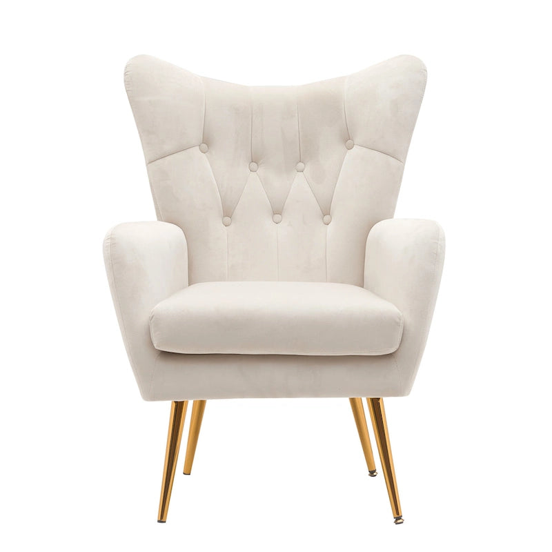 Fauteuil d'appoint rembourré à oreilles style milieu du siècle