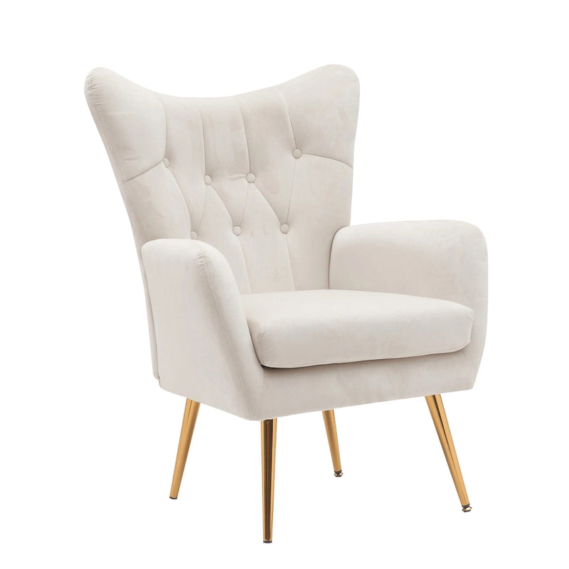 Fauteuil d'appoint rembourré à oreilles style milieu du siècle