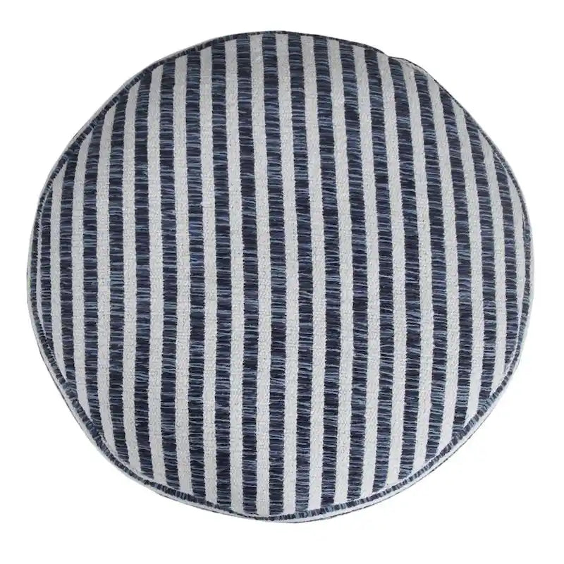 HomeRoots Pouf 100% Coton Bleu 18 po