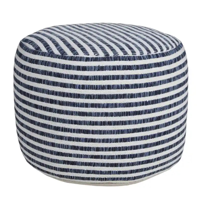 HomeRoots Pouf 100% Coton Bleu 18 po
