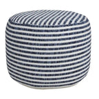 HomeRoots Pouf 100% Coton Bleu 18 po