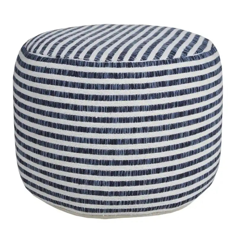 HomeRoots Pouf 100% Coton Bleu 18 po