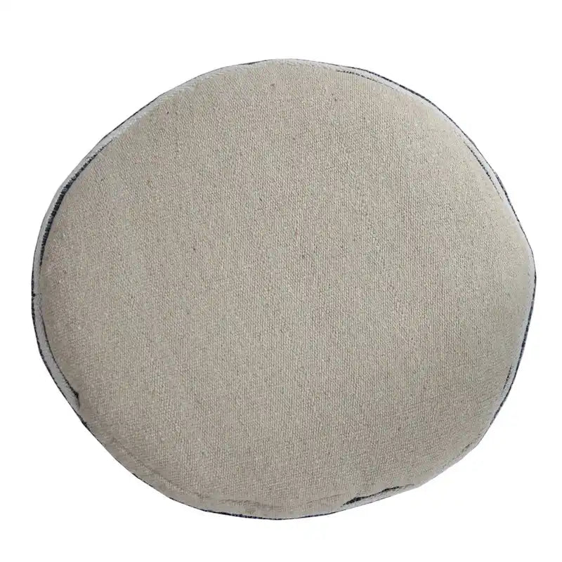 HomeRoots Pouf 100% Coton Bleu 18 po