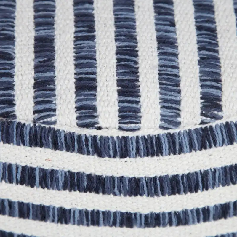 HomeRoots Pouf 100% Coton Bleu 18 po