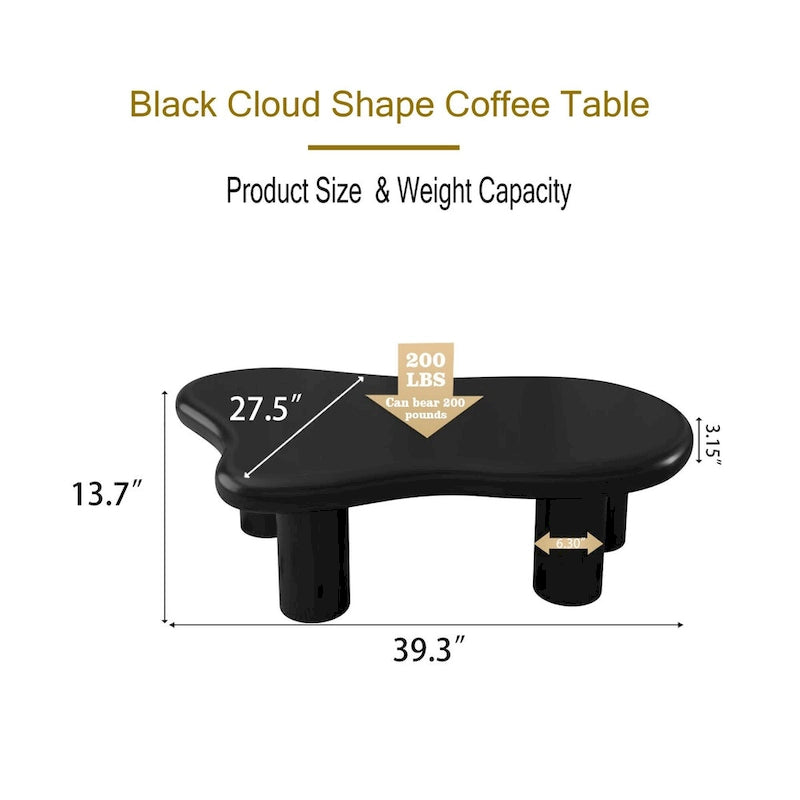 Table basse de salon en forme de nuage noir de 101,6 cm
