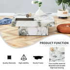Table basse, motif marbre imitation, fabriquée en MDF, la fusion de l'élégance et de la mode naturelle