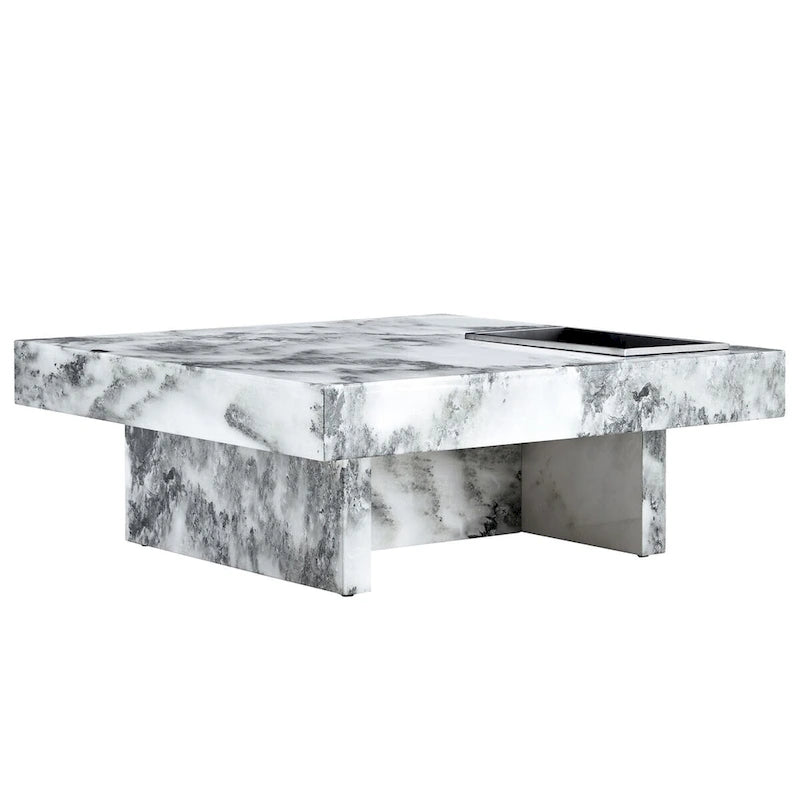 Table basse, motif marbre imitation, fabriquée en MDF, la fusion de l'élégance et de la mode naturelle