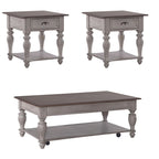 Ensemble de 3 tables basses Ocean Isle blanc antique et pin vieilli