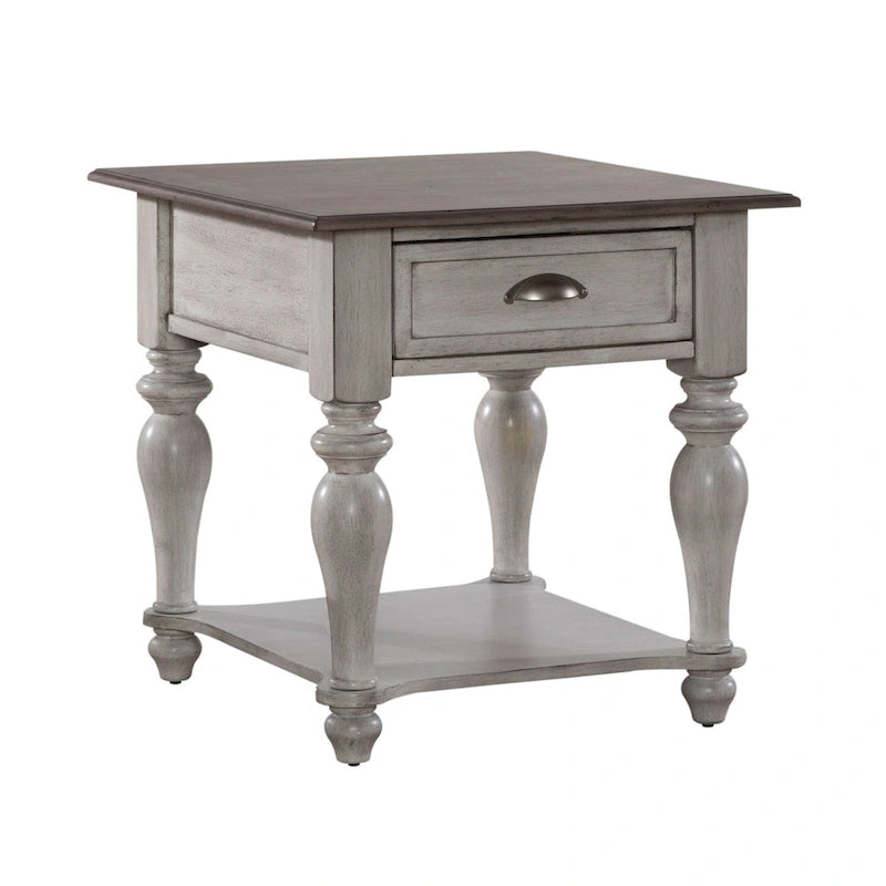 Ensemble de 3 tables basses Ocean Isle blanc antique et pin vieilli