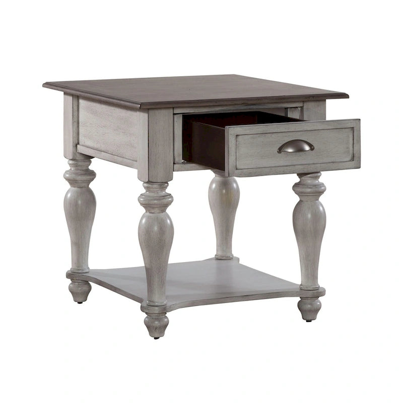 Ensemble de 3 tables basses Ocean Isle blanc antique et pin vieilli