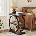 Table d'appoint avec 3 étagères de rangement, Table d'appoint étroite en bois