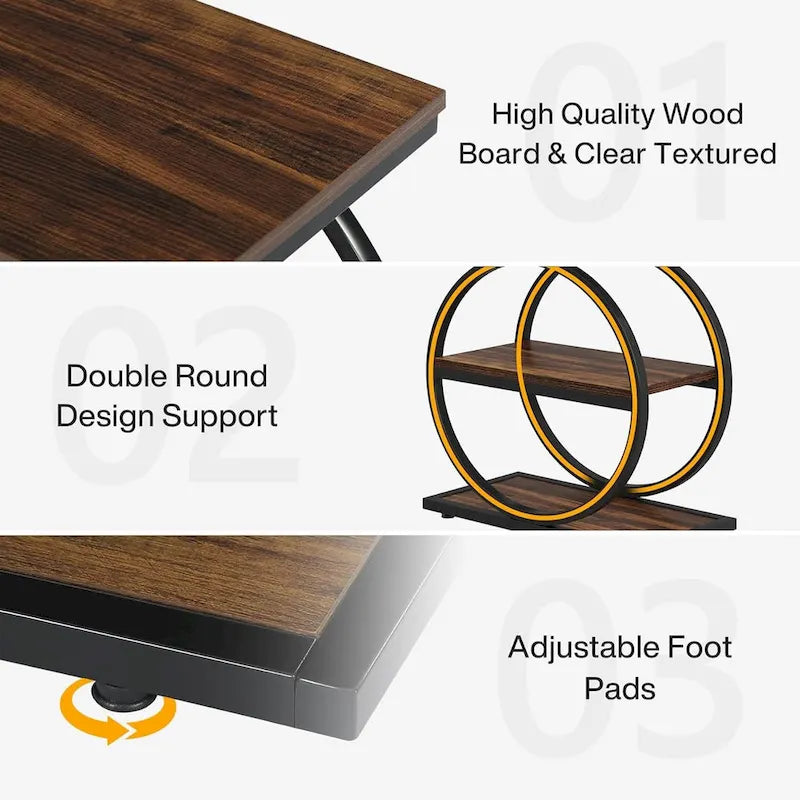 Table d'appoint avec 3 étagères de rangement, Table d'appoint étroite en bois