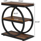 Table d'appoint avec 3 étagères de rangement, Table d'appoint étroite en bois