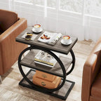 Table d'appoint avec 3 étagères de rangement, Table d'appoint étroite en bois