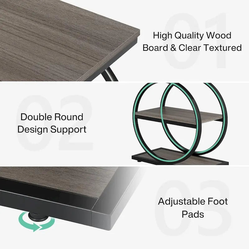 Table d'appoint avec 3 étagères de rangement, Table d'appoint étroite en bois
