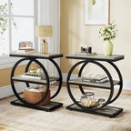 Table d'appoint avec 3 étagères de rangement, Table d'appoint étroite en bois