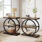 Table d'appoint avec 3 étagères de rangement, Table d'appoint étroite en bois