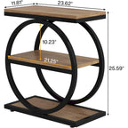 Table d'appoint avec 3 étagères de rangement, Table d'appoint étroite en bois