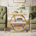 Table d'appoint avec 3 étagères de rangement, Table d'appoint étroite en bois