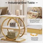 Table d'appoint avec 3 étagères de rangement, Table d'appoint étroite en bois
