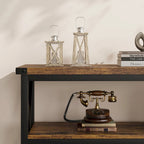 Console étroite et longue avec rangement, table de canapé en bois à 3 niveaux