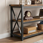 Console étroite et longue avec rangement, table de canapé en bois à 3 niveaux