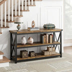 Console étroite et longue avec rangement, table de canapé en bois à 3 niveaux