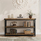 Console étroite et longue avec rangement, table de canapé en bois à 3 niveaux