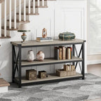 Console étroite et longue avec rangement, table de canapé en bois à 3 niveaux