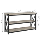 Console étroite et longue avec rangement, table de canapé en bois à 3 niveaux