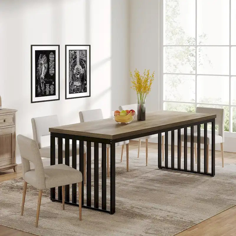 Table de cuisine et de salle à manger de 199,9 cm avec pieds en métal