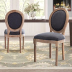 Mieres Chaise de salle à manger/chaise d'appoint vintage française rembourrée (Lot de 2) - N/A