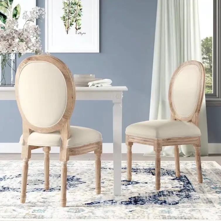 Mieres Chaise de salle à manger/chaise d'appoint vintage française rembourrée (Lot de 2) - N/A