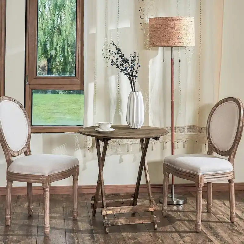 Mieres Chaise de salle à manger/chaise d'appoint vintage française rembourrée (Lot de 2) - N/A
