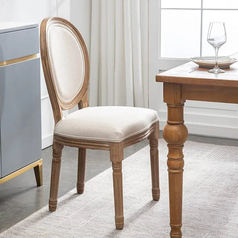 Mieres Chaise de salle à manger/chaise d'appoint vintage française rembourrée (Lot de 2) - N/A