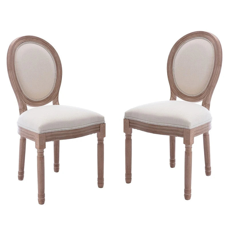 Mieres Chaise de salle à manger/chaise d'appoint vintage française rembourrée (Lot de 2) - N/A