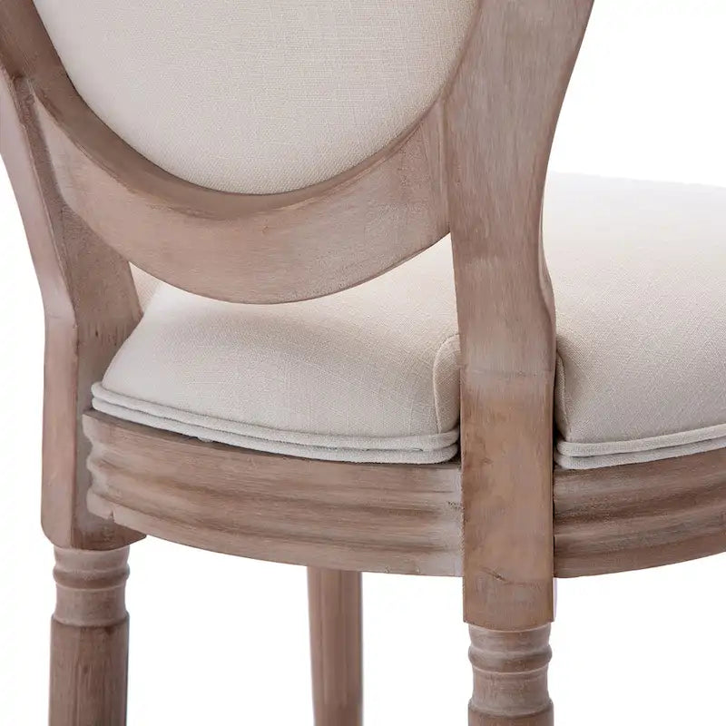 Mieres Chaise de salle à manger/chaise d'appoint vintage française rembourrée (Lot de 2) - N/A