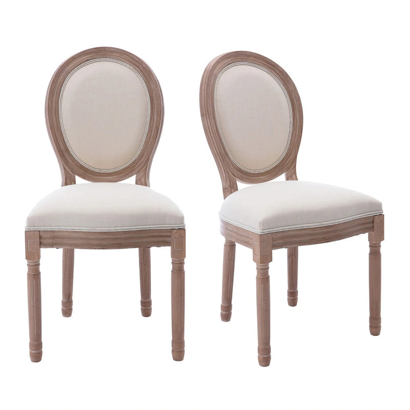 Mieres Chaise de salle à manger/chaise d'appoint vintage française rembourrée (Lot de 2) - N/A