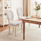 Mieres Chaise de salle à manger/chaise d'appoint vintage française rembourrée (Lot de 2) - N/A