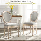 Mieres Chaise de salle à manger/chaise d'appoint vintage française rembourrée (Lot de 2) - N/A