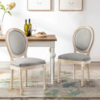 Mieres Chaise de salle à manger/chaise d'appoint vintage française rembourrée (Lot de 2) - N/A