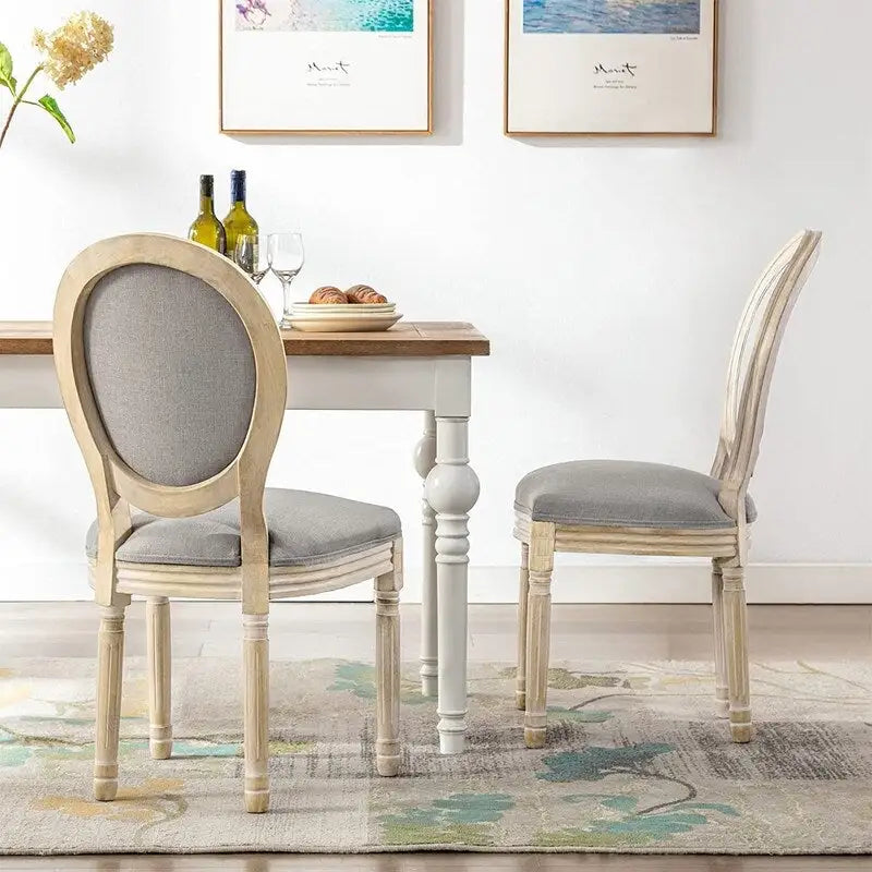 Mieres Chaise de salle à manger/chaise d'appoint vintage française rembourrée (Lot de 2) - N/A