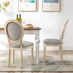 Mieres Chaise de salle à manger/chaise d'appoint vintage française rembourrée (Lot de 2) - N/A