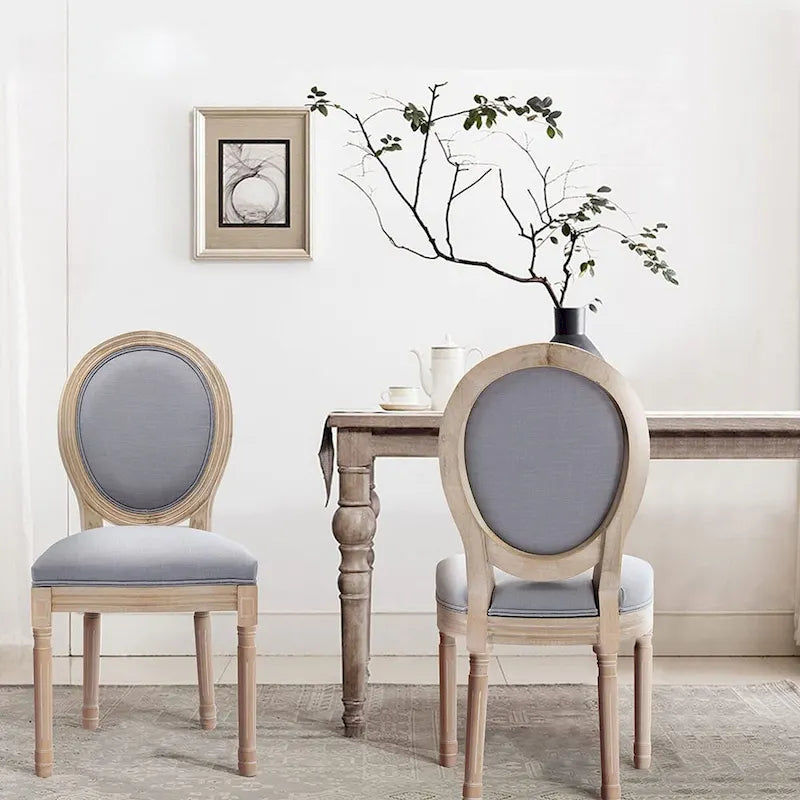 Mieres Chaise de salle à manger/chaise d'appoint vintage française rembourrée (Lot de 2) - N/A
