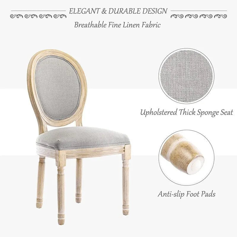 Mieres Chaise de salle à manger/chaise d'appoint vintage française rembourrée (Lot de 2) - N/A
