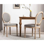 Mieres Chaise de salle à manger/chaise d'appoint vintage française rembourrée (Lot de 2) - N/A