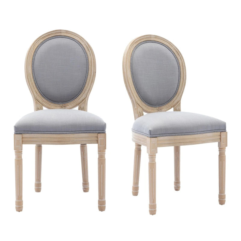 Mieres Chaise de salle à manger/chaise d'appoint vintage française rembourrée (Lot de 2) - N/A