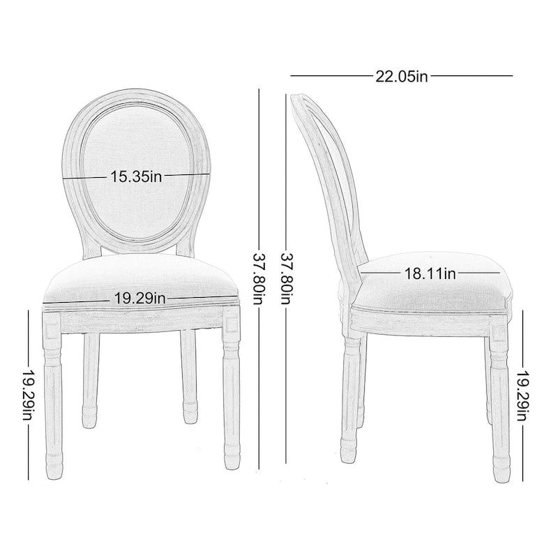 Mieres Chaise de salle à manger/chaise d'appoint vintage française rembourrée (Lot de 2) - N/A